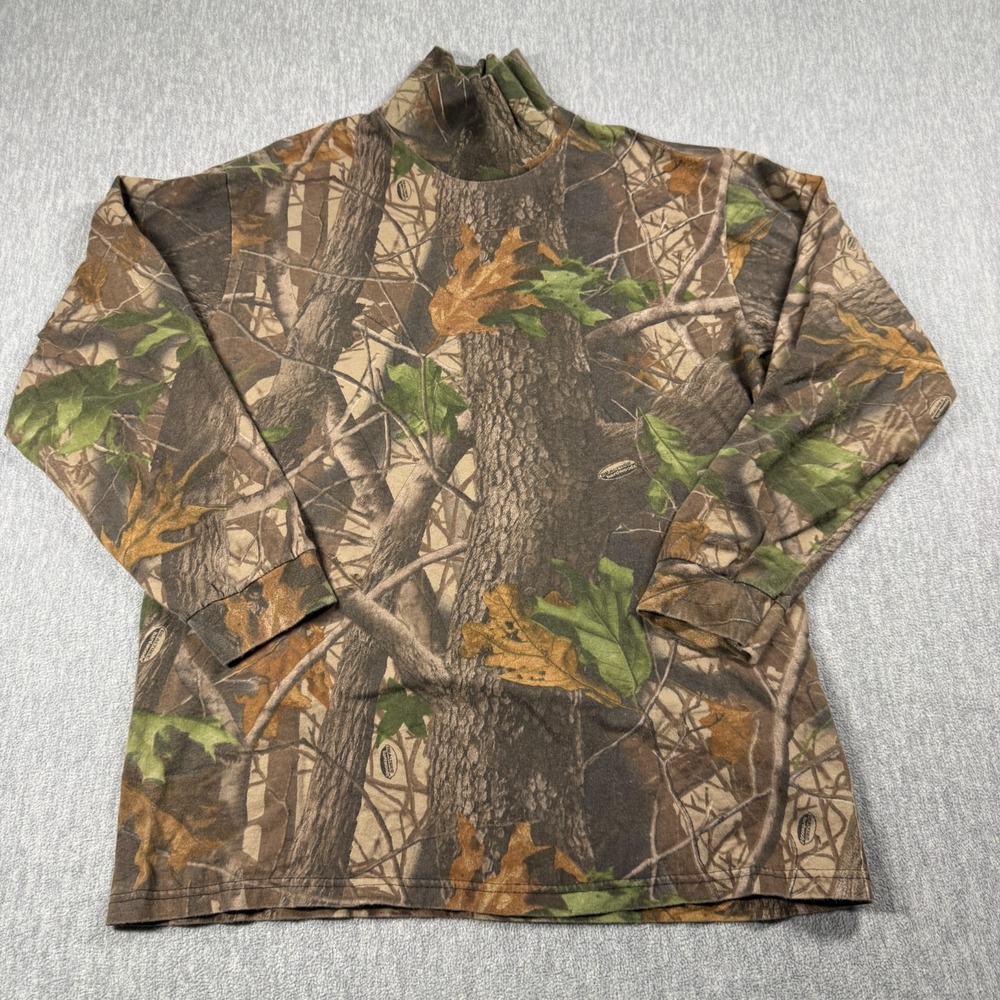 Whitewater Outdoors Shirt Mens XL RealTree Camo Mock Neck Long Sleeve Hunting